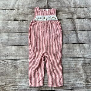 Baby Boden Smocked Bunny Easter Dungaree - 12-18m